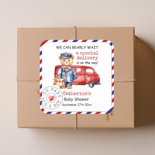 Pegatina Cuadrada Podemos Esperar A La Entrega Especial Baby Shower