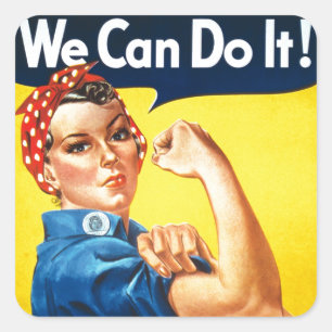 Pegatina Cuadrada ¡Podemos hacerlo! - Rosie the Riveter Vintage Icon