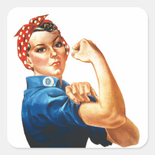 Pegatina Cuadrada Podemos lograrlo, Rosie the Riveter Women Power