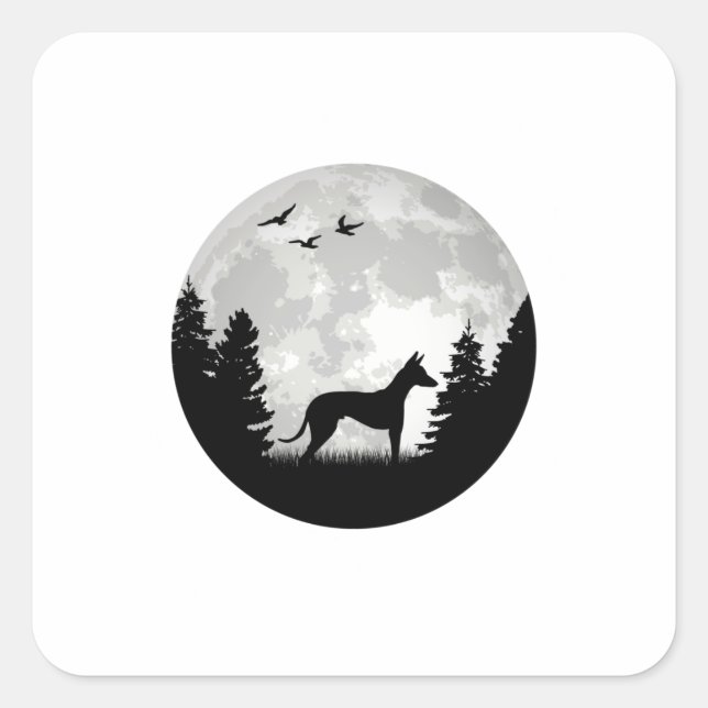 Pegatina Cuadrada Podenco Moon Greyhound Ibizan (Anverso)