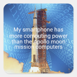 Pegatina Cuadrada Poder informático Apolo 11