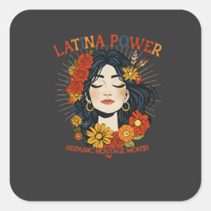 Pegatina Cuadrada Poder Latina - Diseño del Patrimonio Hispano