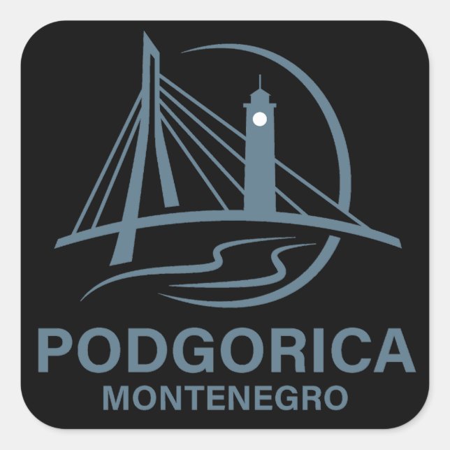 Pegatina Cuadrada Podgorica Montenegro Europa (Anverso)