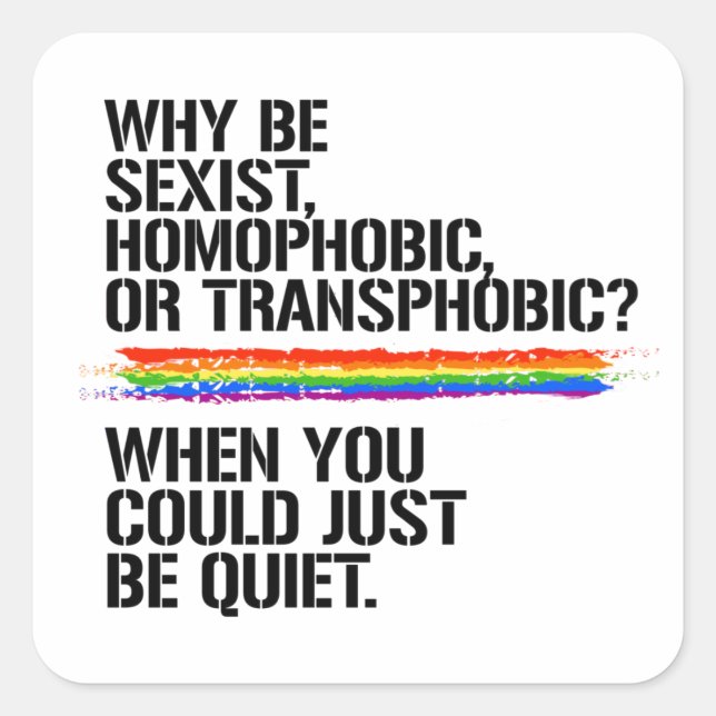 Pegatina Cuadrada Podrías estar tranquilo con la camiseta (Anverso)