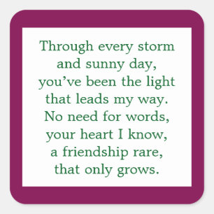 Pegatina Cuadrada Poema de amistad