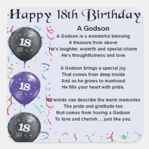 Pegatina Cuadrada Poema de Godson - Diseño de cumpleaños 18