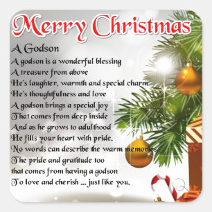 Pegatina Cuadrada Poema de Godson - Diseño de Navidades
