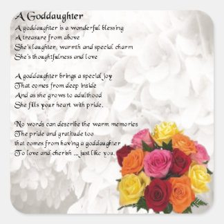 Pegatina Cuadrada Poema de la diosa - Diseño de flores