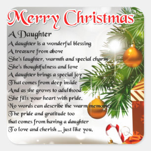 Pegatina Cuadrada Poema de la hija - Imagen de Navidades