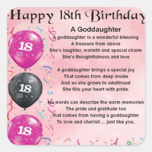 Pegatina Cuadrada Poema de la hijastra - Cumpleaños 18