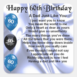 Pegatina Cuadrada Poema de papá 60 cumpleaños