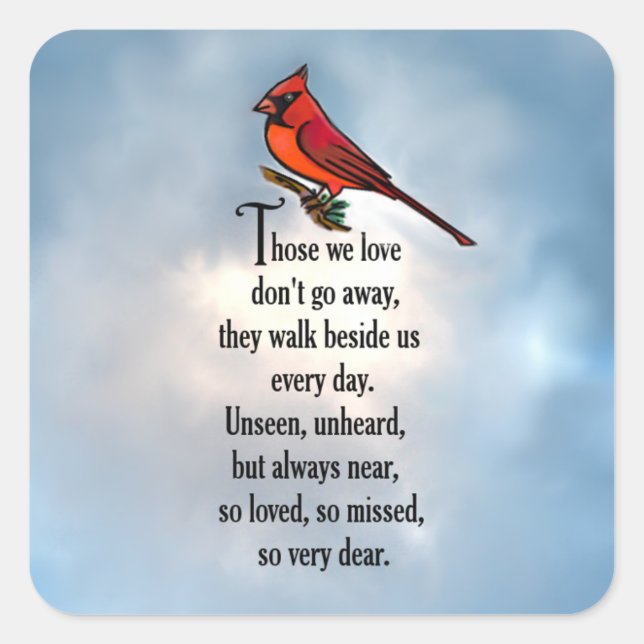 Pegatina Cuadrada Poema del Cardenal "So Loved" (Anverso)