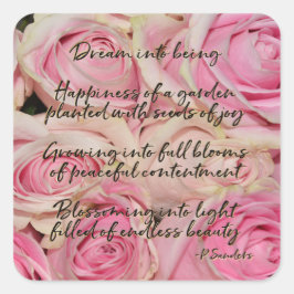 Pegatina Cuadrada Poema Dream Roses Rosa