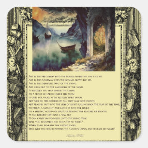 Pegatina Cuadrada Poema Sobre Barcos de Arte Agua Estanque