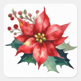 Pegatina Cuadrada Poinsettia