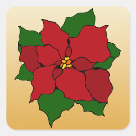 Pegatina Cuadrada Poinsettia de vidrio templado