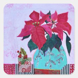Pegatina Cuadrada Poinsettias