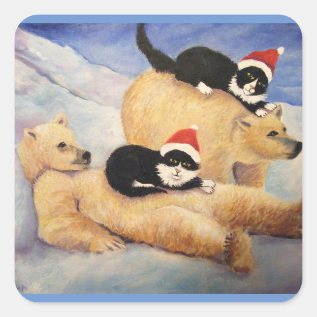 Pegatina Cuadrada Polar Express (Anverso)