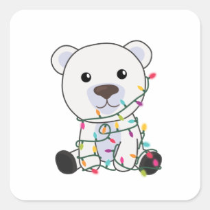 Pegatina Cuadrada Polar: Navidades del oso polar niegan animales de