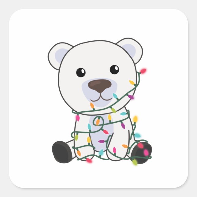 Pegatina Cuadrada Polar: Navidades del oso polar niegan animales de  (Anverso)