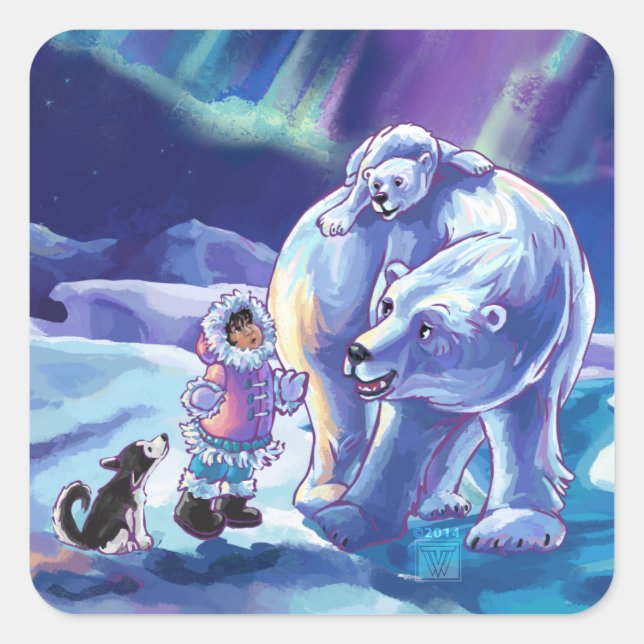 Pegatina Cuadrada Polar Pals (Anverso)
