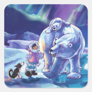 Pegatina Cuadrada Polar Pals