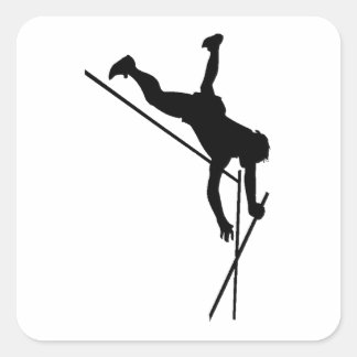 Pegatina Cuadrada Pole Vaulter Silhouette