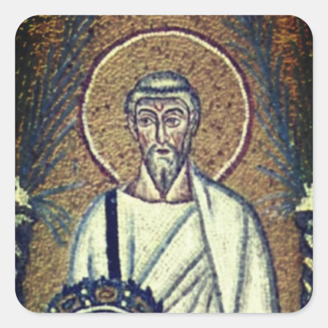 Pegatina Cuadrada Policarpo de Saint (Anverso)