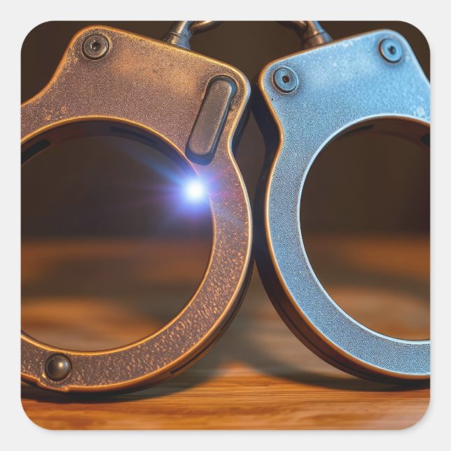 Pegatina Cuadrada Police handcuffs (Anverso)