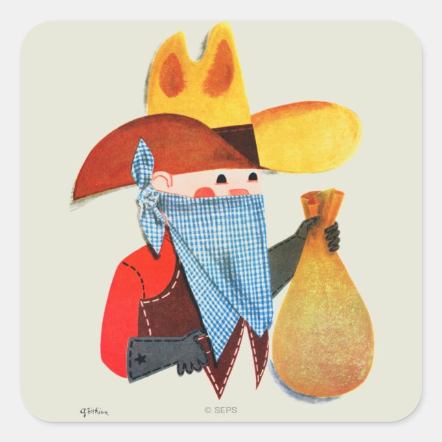 Pegatina Cuadrada Policías y ladrones (Anverso)