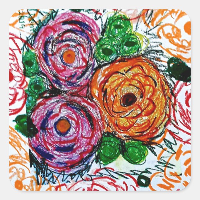 Pegatina Cuadrada Policromático (Anverso)