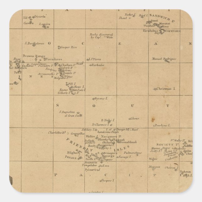 Pegatina Cuadrada Polinesia 2 (Anverso)