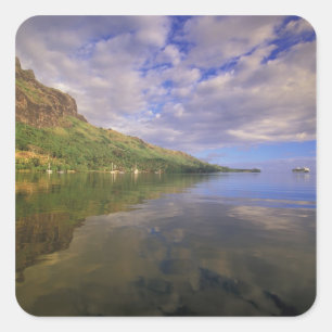 Pegatina Cuadrada Polinesia Francesa, Morea. Cooks Bay. Crucero 2