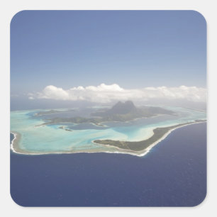 Pegatina Cuadrada Polinesia Francesa, Tahití, Bora Bora. La