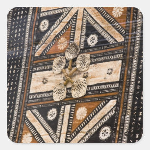 Pegatina Cuadrada Polinesia, Reino de Tonga. Detalle de la tapa