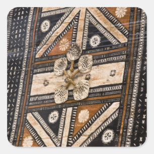 Pegatina Cuadrada Polinesia, Reino de Tonga. Detalle de la tapa