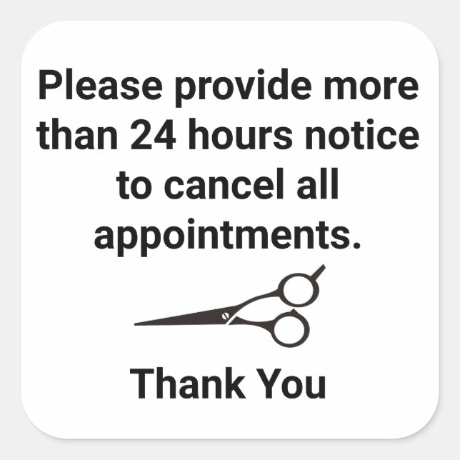 Pegatina Cuadrada Política de cancelación (Anverso)