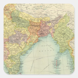 Pegatina Cuadrada Política de India y de India