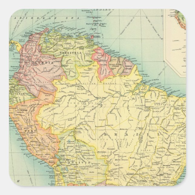 Pegatina Cuadrada Política de Sudamérica (Anverso)