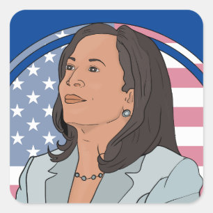 Pegatina Cuadrada Política Kamala Harris