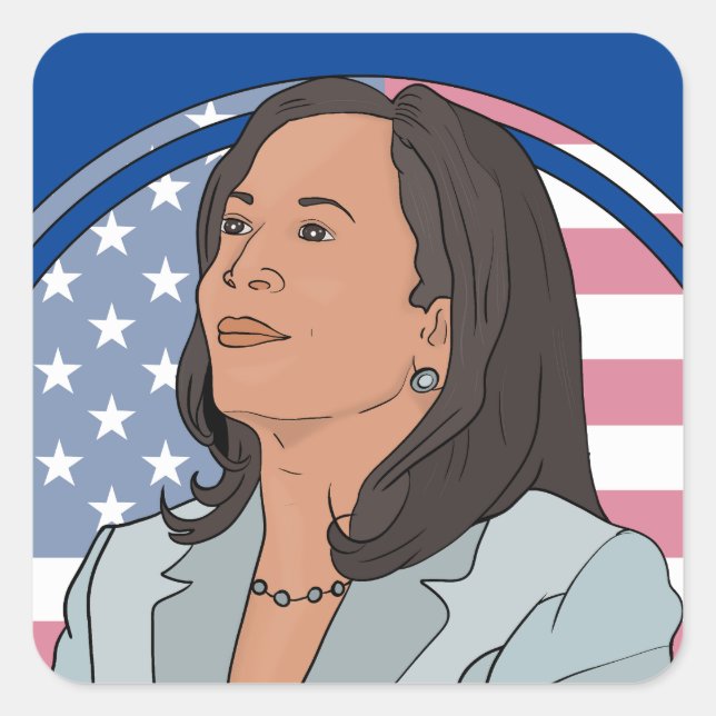 Pegatina Cuadrada Política Kamala Harris (Anverso)