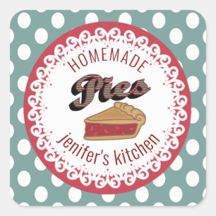 Pegatina Cuadrada Polka vintage hace tipografía pasteles caseros