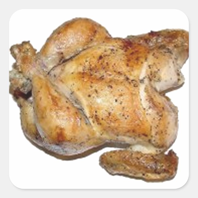 Pegatina Cuadrada Pollo asado entero (Anverso)