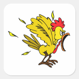 Pegatina Cuadrada Pollo enojado