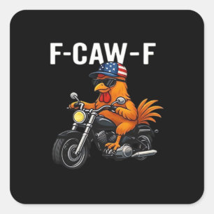Pegatina Cuadrada Pollo F-Caw-F Clásico Gráfico Estético
