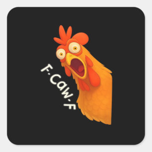 Pegatina Cuadrada Pollo F-Caw-F Retro Clásico