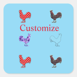 Pegatina Cuadrada Pollo Hens Thunder_Cove