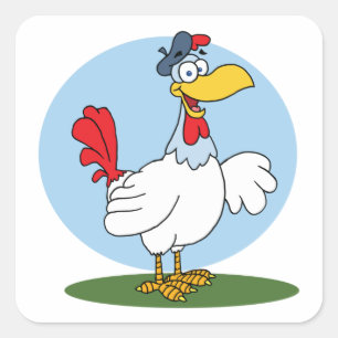 Pegatina Cuadrada Pollo personalizado