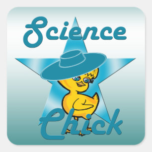 Pegatina Cuadrada Polluelo #7 de la ciencia