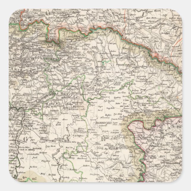 Pegatina Cuadrada Polonia, Eslovaquia (Anverso)